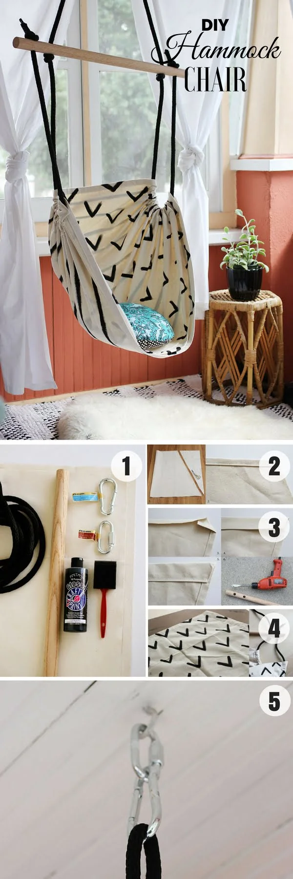16 Beautiful DIY Bedroom Decor Ideas That Will Inspire You - Check out how to make an easy DIY Hammock Chair for bedroom decor
