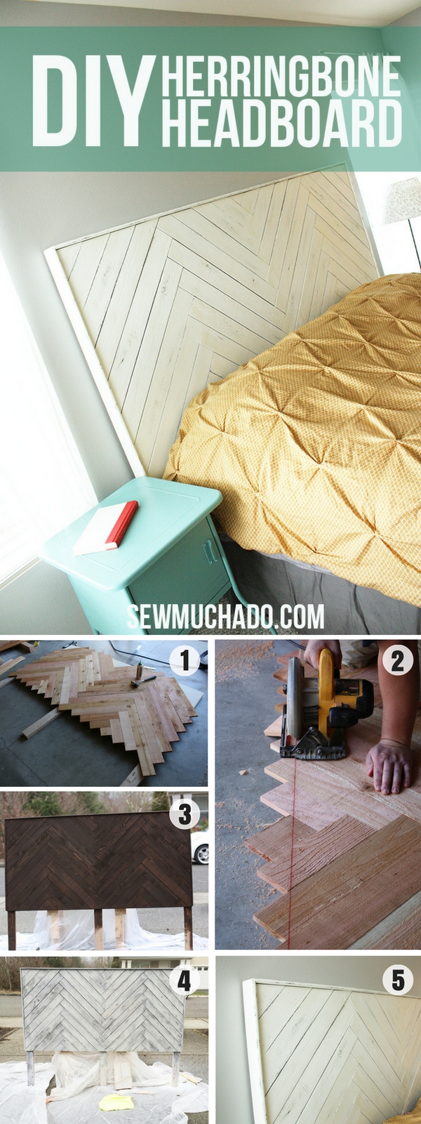 Check out how to make this easy DIY Herringbone Headboard