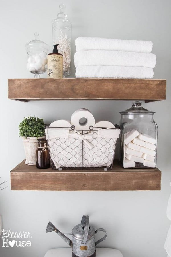  suspended shelves for  bathroom decor 