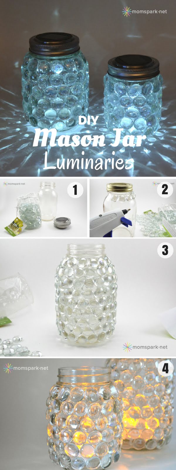 30 Stunning DIY Mosaic Craft Projects for Easy Home Decor - Check out how to make these easy DIY Mason Jar Luminaries 