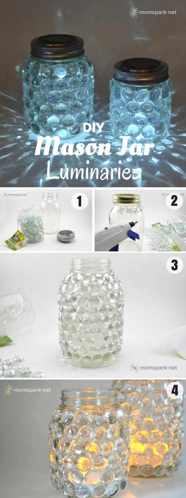 30 Stunning DIY Mosaic Craft Projects for Easy Home Decor - Check out how to make these easy DIY Mason Jar Luminaries