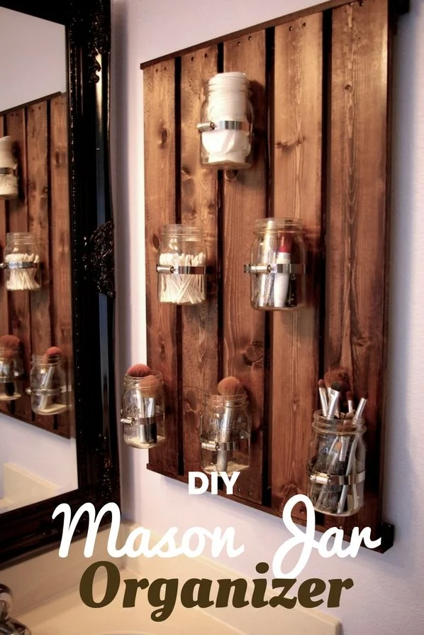 Mason Jar Organizer for rustic bathroom decor