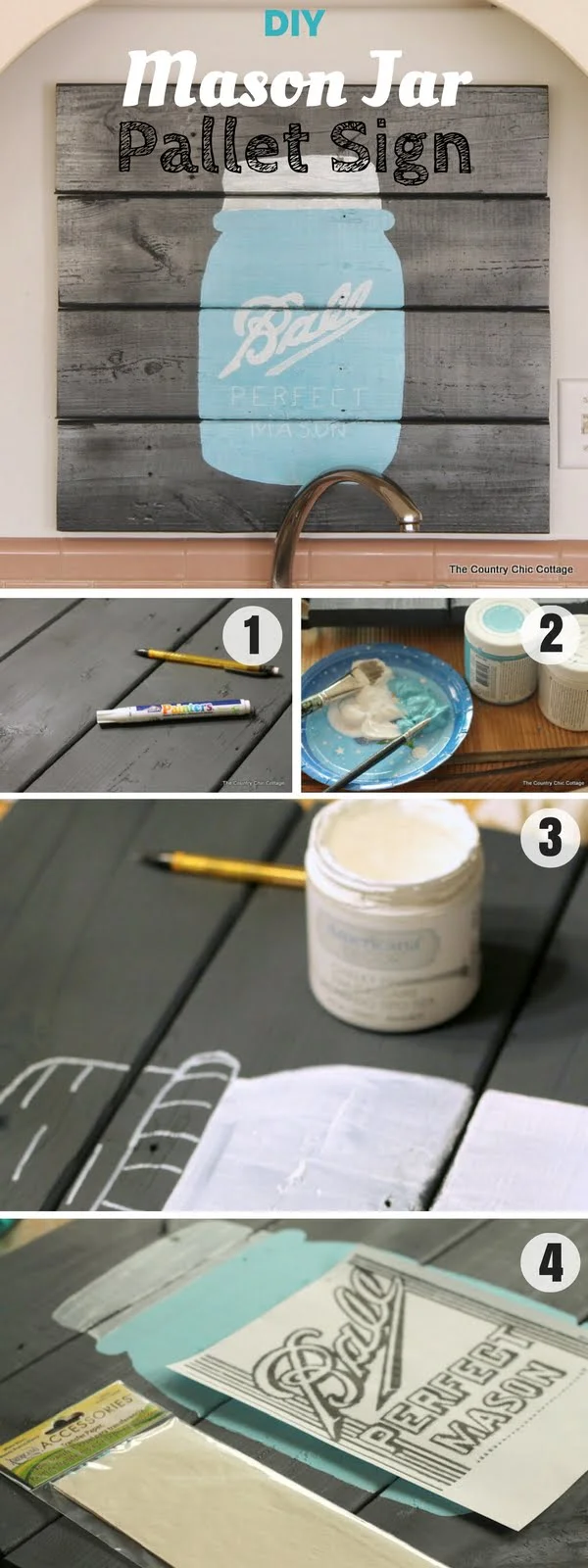 17 Fab DIY Farmhouse Signs You Can Make Yourself - Check out how to make easy DIY Mason Jar Pallet Sign