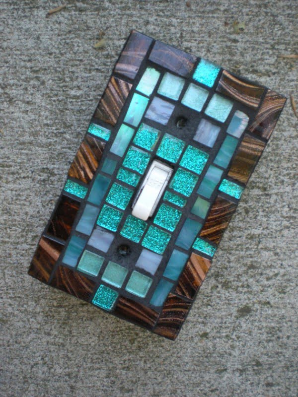 30 Stunning DIY Mosaic Craft Projects for Easy Home Decor - Mosaic light switch plate idea 