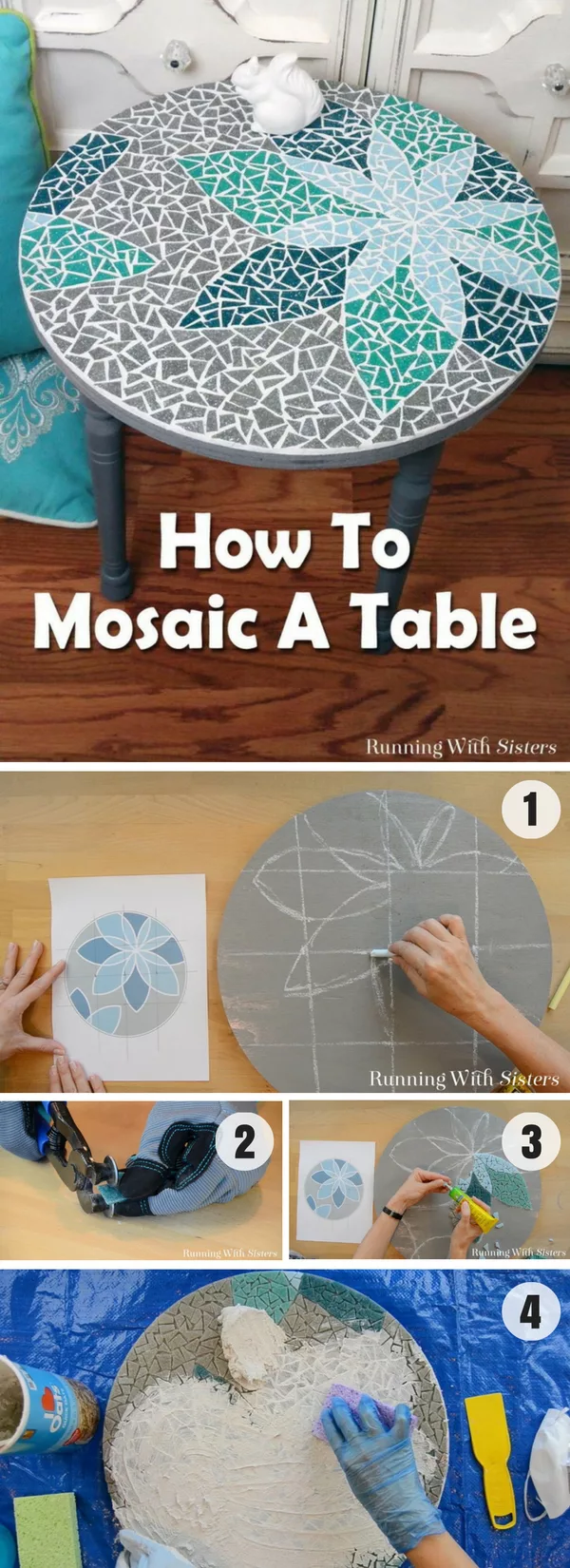 30 Stunning DIY Mosaic Craft Projects for Easy Home Decor - How to create a DIY tabletop mosaic