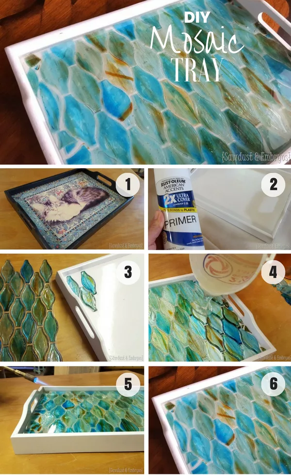 30 Stunning DIY Mosaic Craft Projects for Easy Home Decor - Check out how to make an easy DIY Mosaic Tray