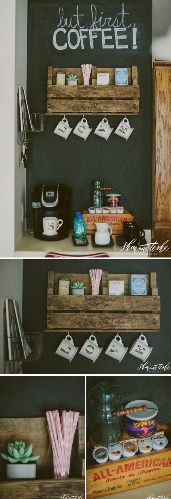 15 Simple DIY Ideas to Make the Best Coffee Station at Home - What a brilliant idea for a DIY rustic coffee bar with chalkboard