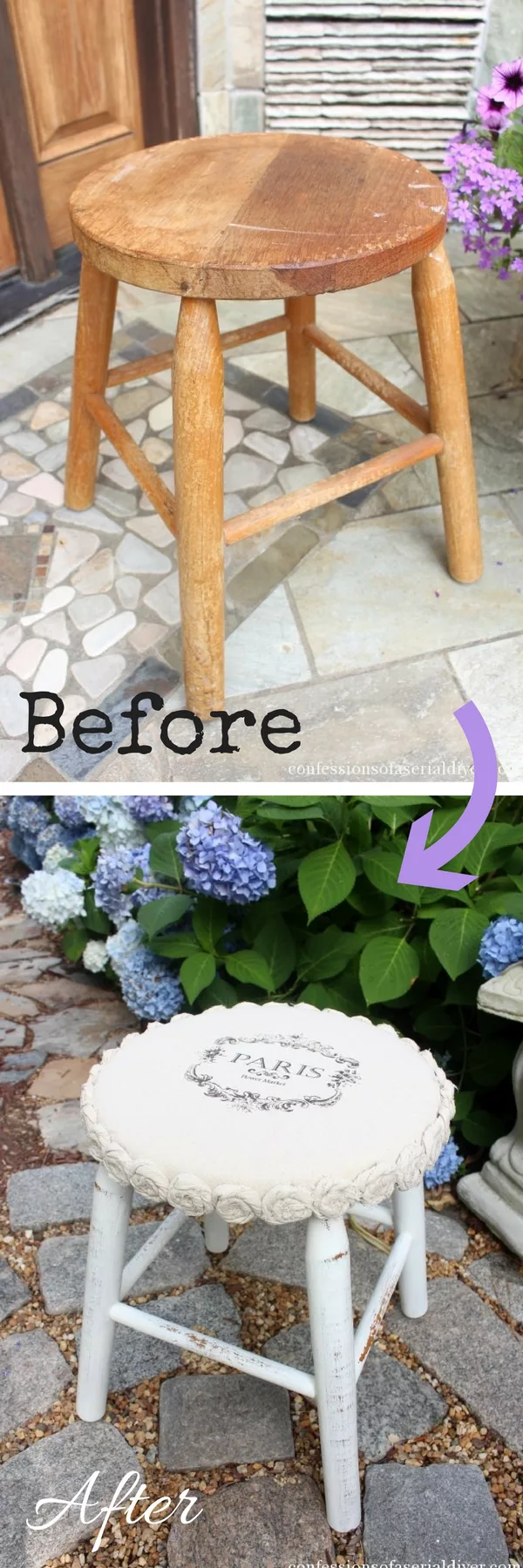 How to make an easy DIY shabby chic Rosette Stool