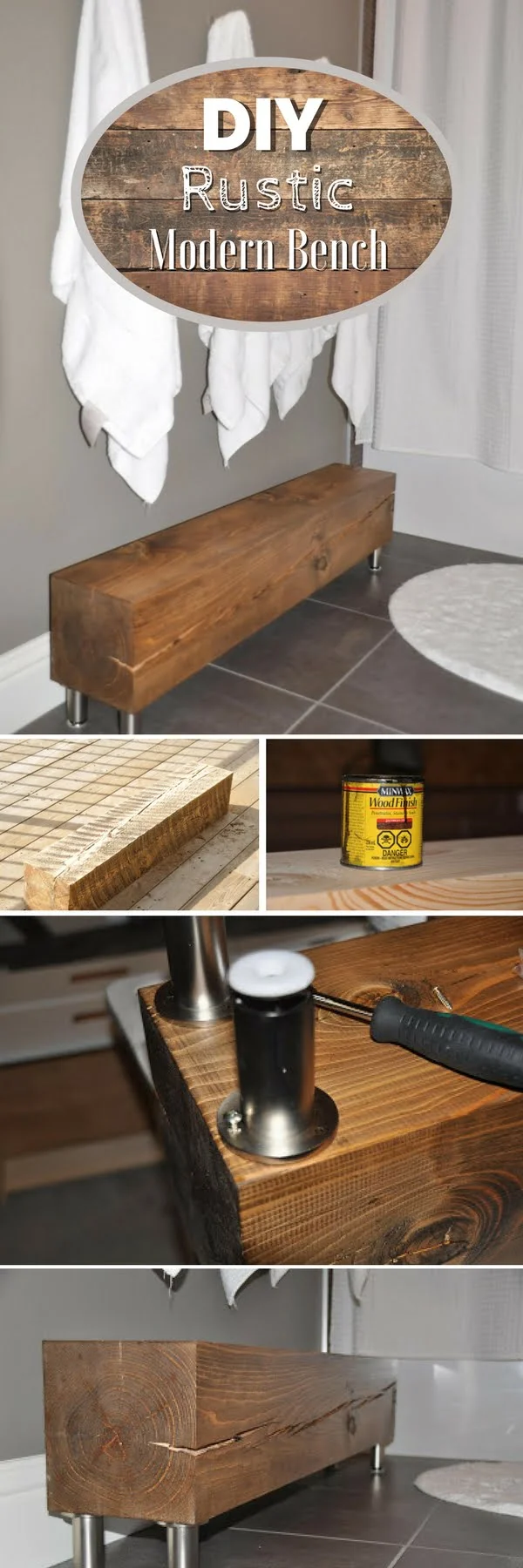 Check out how to build an easy DIY rustic modern bench