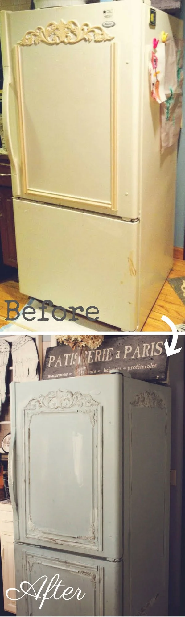 How to make this easy DIY Shabby Chic Fridge Makeover