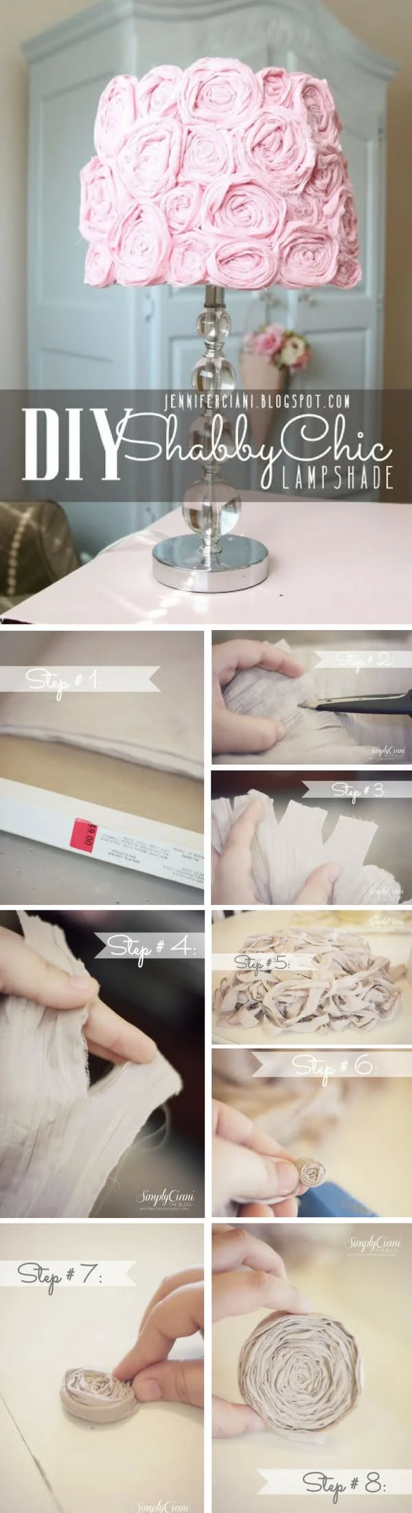 How to make an easy DIY Shabby Chic Rosette Lampshade