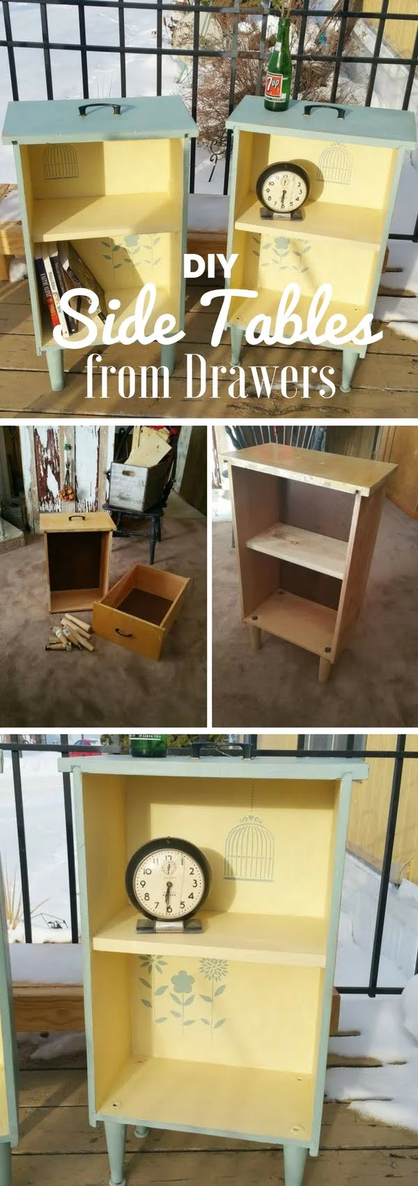 How to make easy shabby chic DIY Side Tables from Drawers