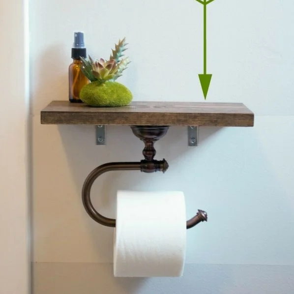 Toilet Paper Holder Shelf for rustic bathroom decor