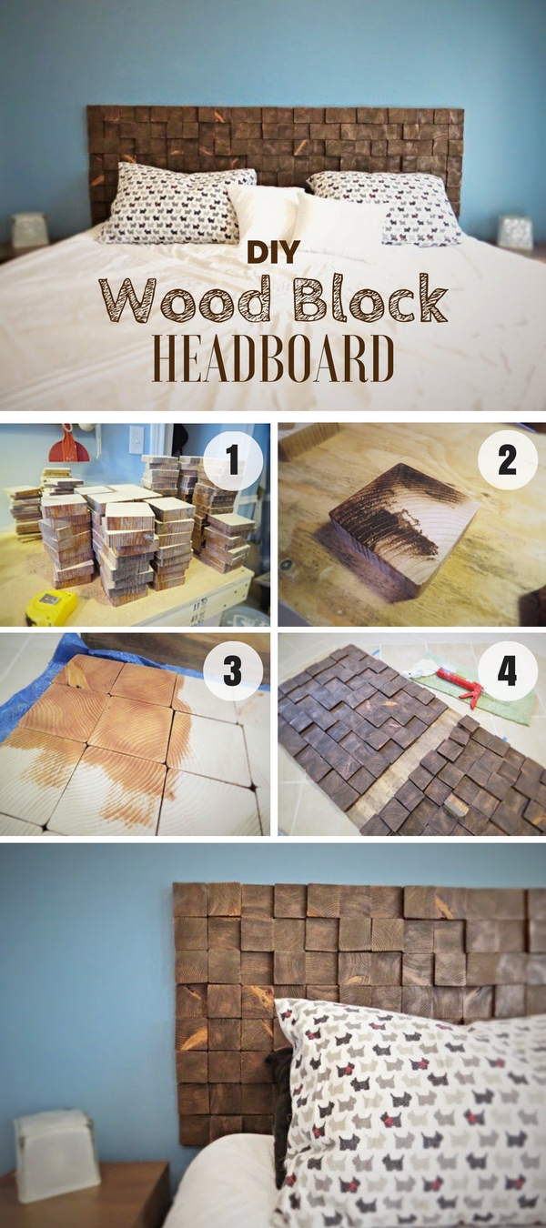 Check out how to build a DIY Wood Block Headboard