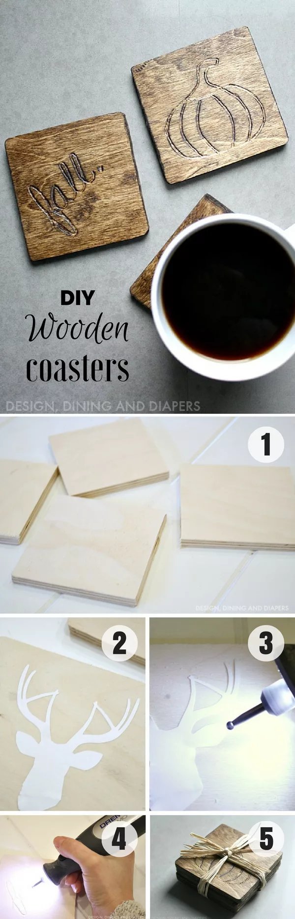 Check out how to make easy DIY Wooden Coasters