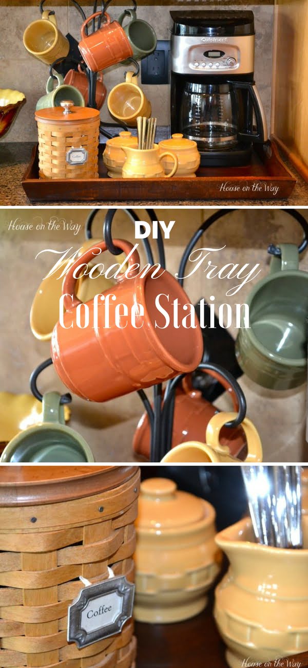 Very easy to build DIY Wooden Tray Coffee Station 