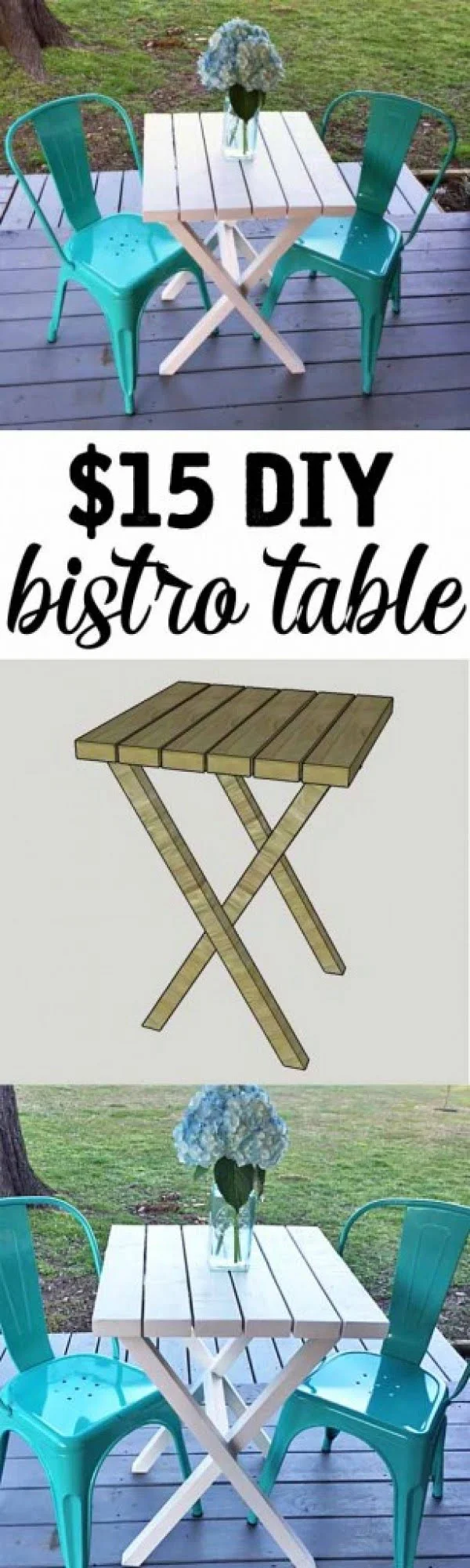 20 Crafty 2x4 DIY Projects That You Can Easily Make - Make this easy DIY bistro table for under $15