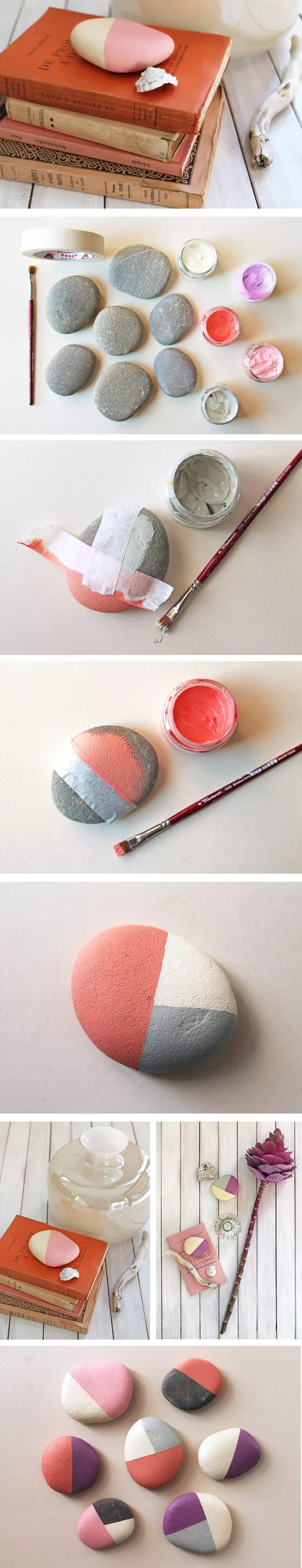 Brilliant idea of painted river rocks as DIY paper weights and easy home decor
