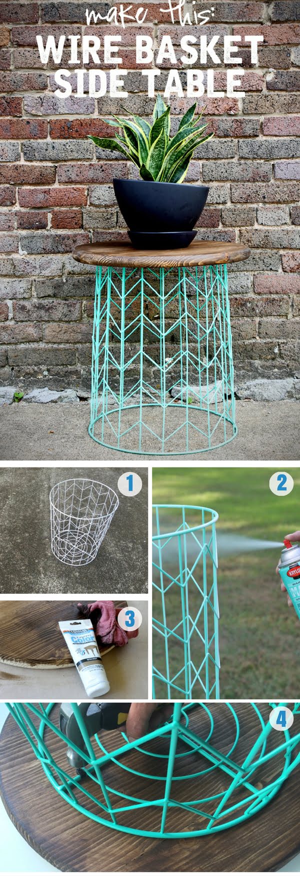 DIY wire basket DIY table 