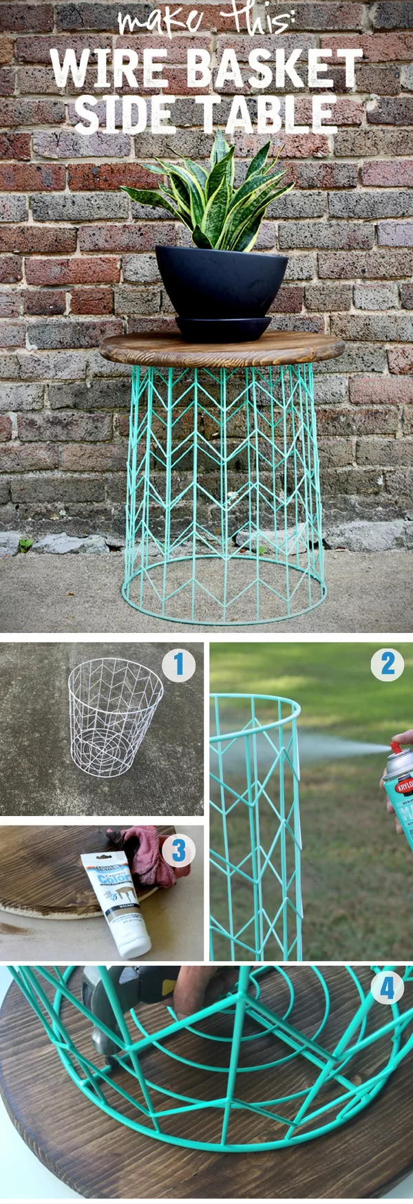 DIY wire basket DIY table 