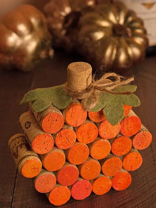 Check out the tutorial for a DIY Wine Cork pumpkin for Thanksgiving decor