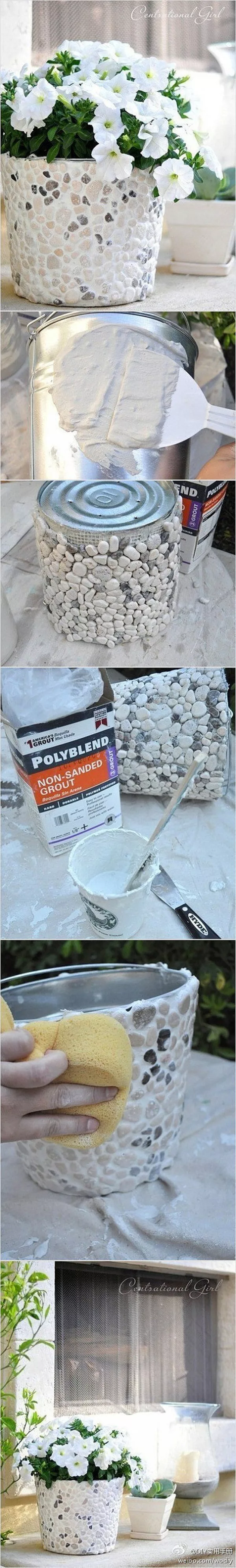 Easy to make DIY rock covered vase with tutorial