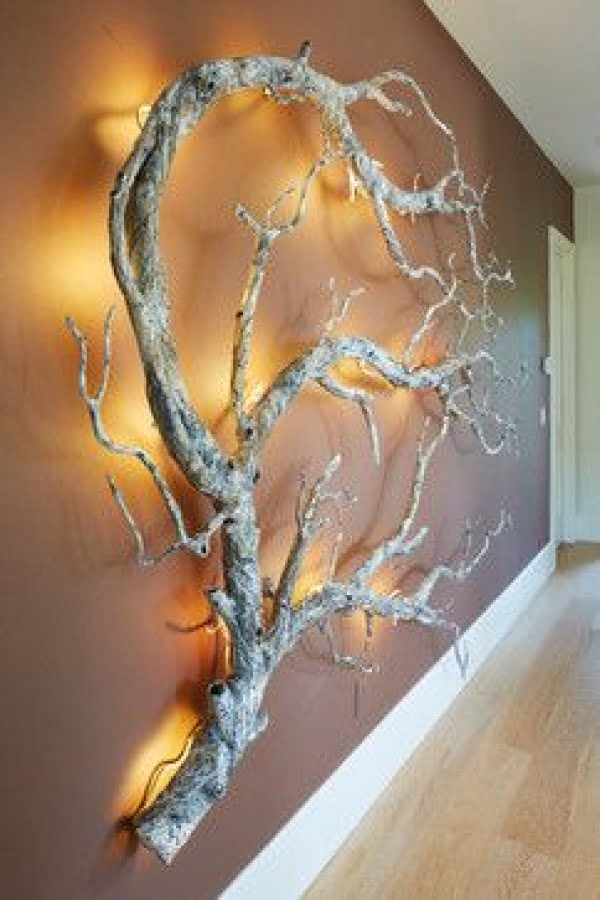 Check out this cool rustic driftwood wall mounted lamp 