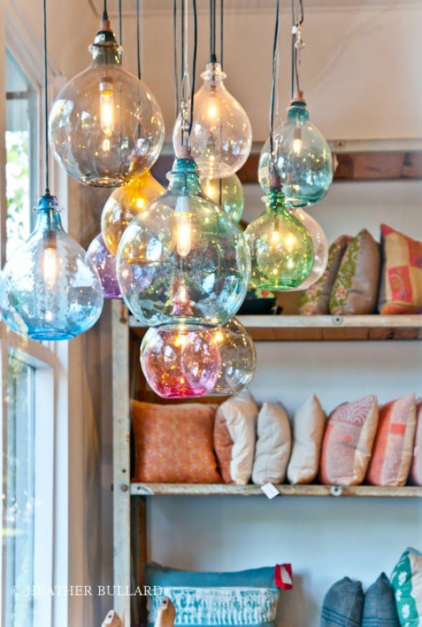 Check out these cool hand blown glass pendant light lamps 