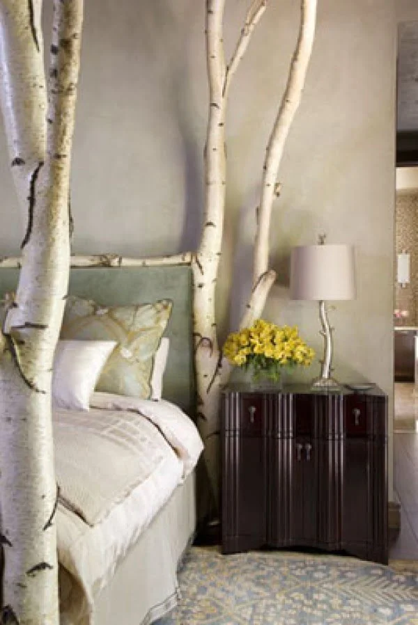 Love the bed design made of real birch tree branches 