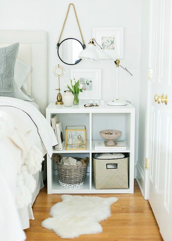 Nice idea to use a billy bookcase as a nightstand for extra storage space