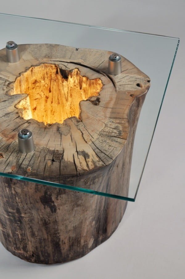 Check out this awesome tree trunk coffee table lamp 