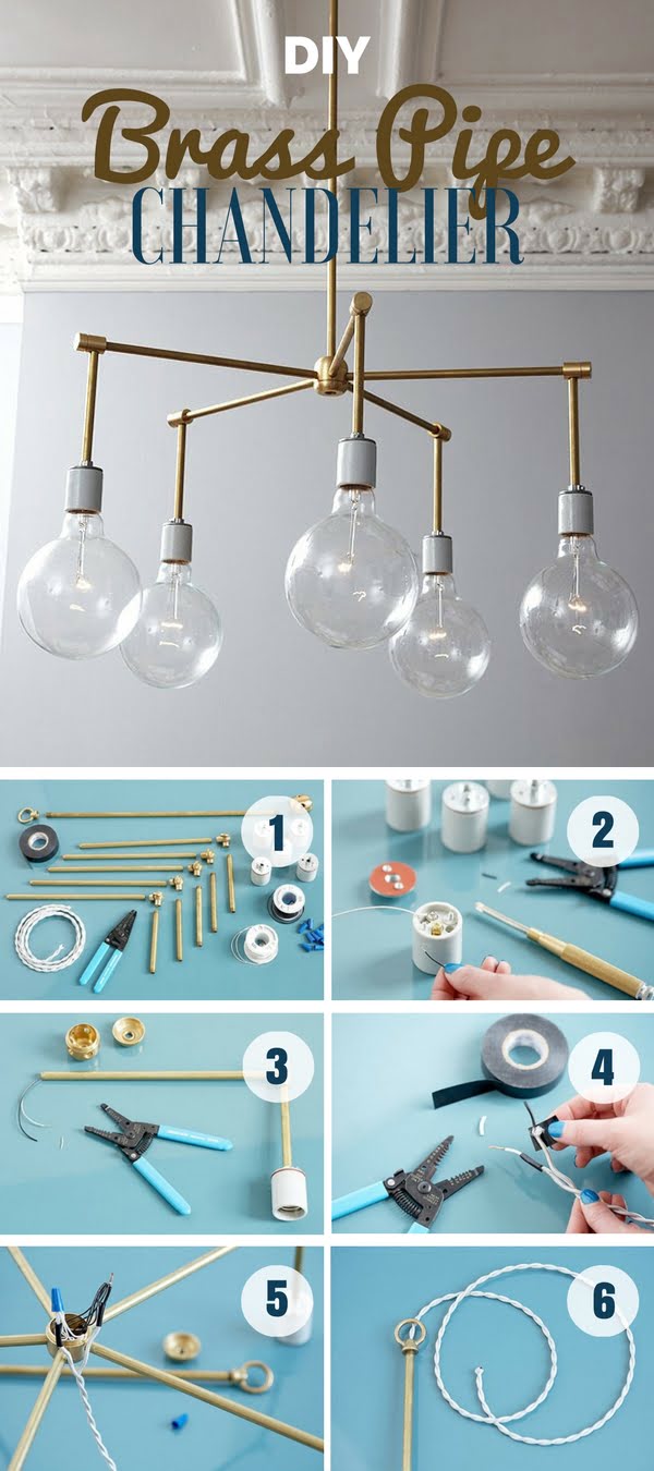 Check out how to make this easy DIY brass pipe chandelier