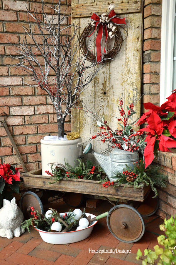 Rustic Christmas front porch decor