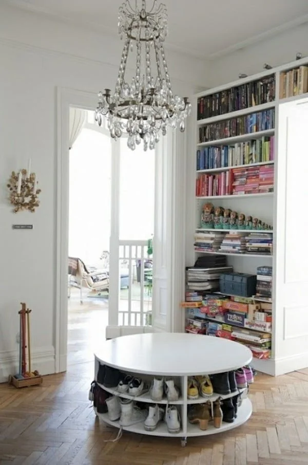 round shoe storage bench