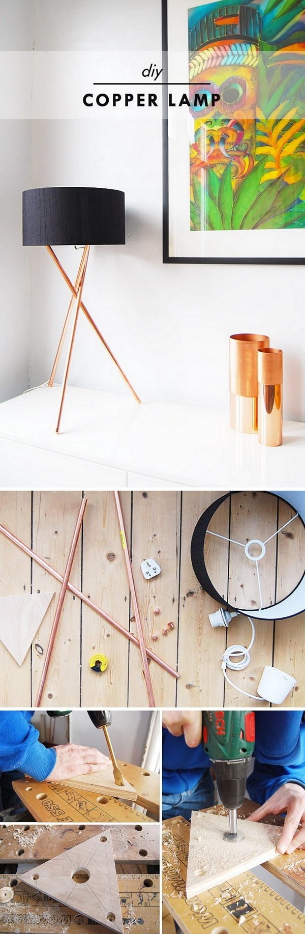 16 Trendy DIY Ideas to Decorate with Copper - Check out the tutorial for an easy to make #DIY #copper lamp #homedecor
