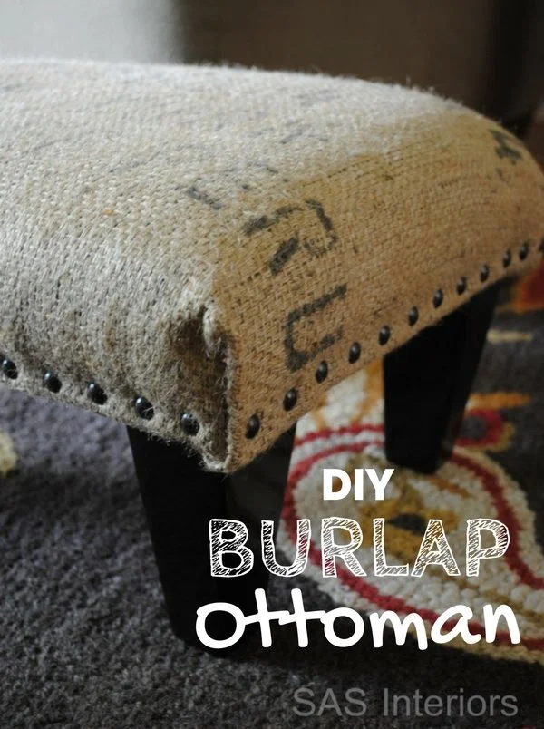 ottoman using burlap coffee sack