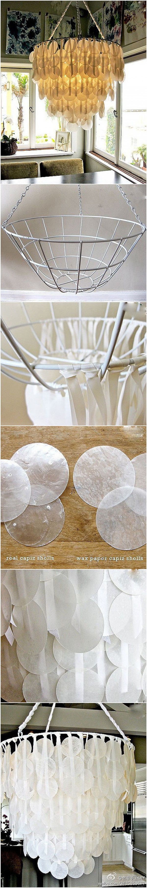 Check out how to make an easy DIY capiz shell chandelier from wax paper
