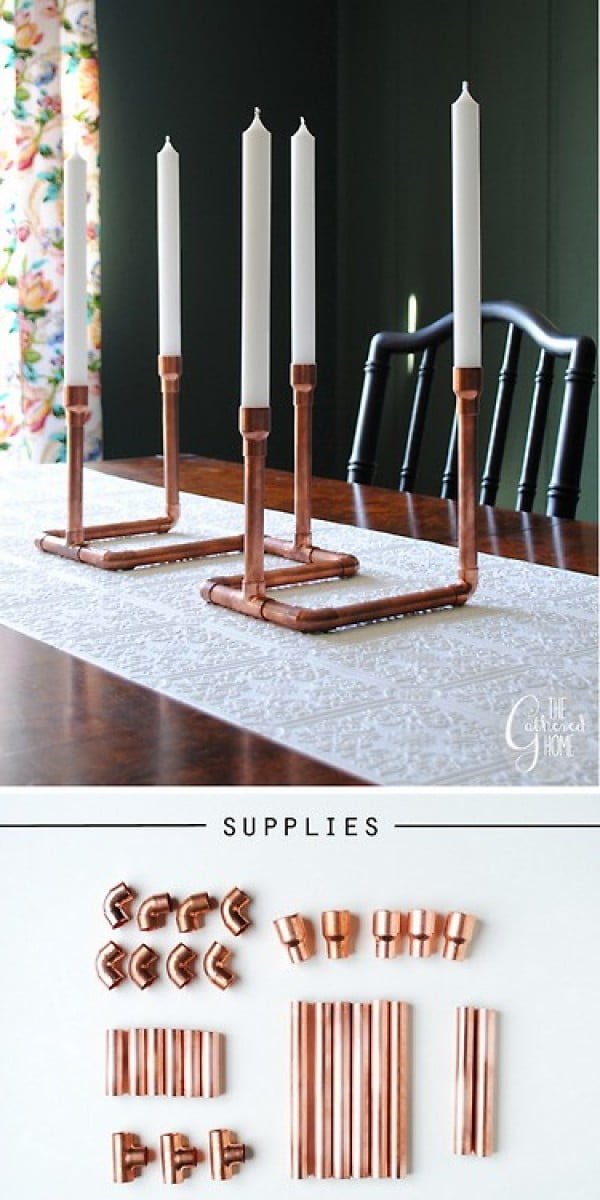 16 Trendy DIY Ideas to Decorate with Copper - Check out how to make this easy DIY copper candelabra