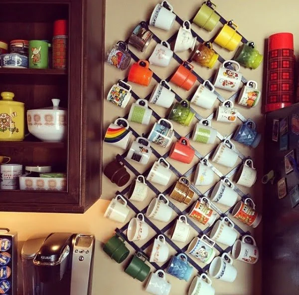 13 Brilliant DIY Mug Racks You'll Have Fun Making - Love the idea for a DIY display mug rack