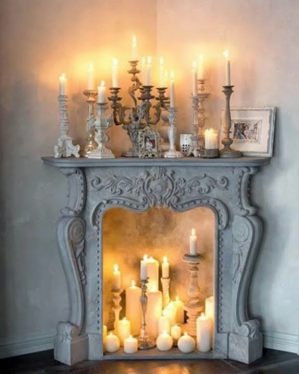 Love the idea for a faux fireplace for shabby chic bedroom decor 