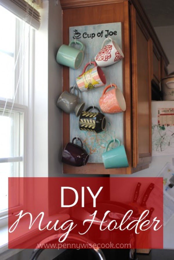 Check out how to make an easy DIY mug holder for a kitchen cabinet @istandarddesign