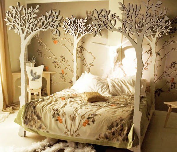 Awesome woodcrafted decorative tree bed frame 