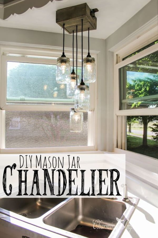 Check out how to make this cool DIY mason jar chandelier