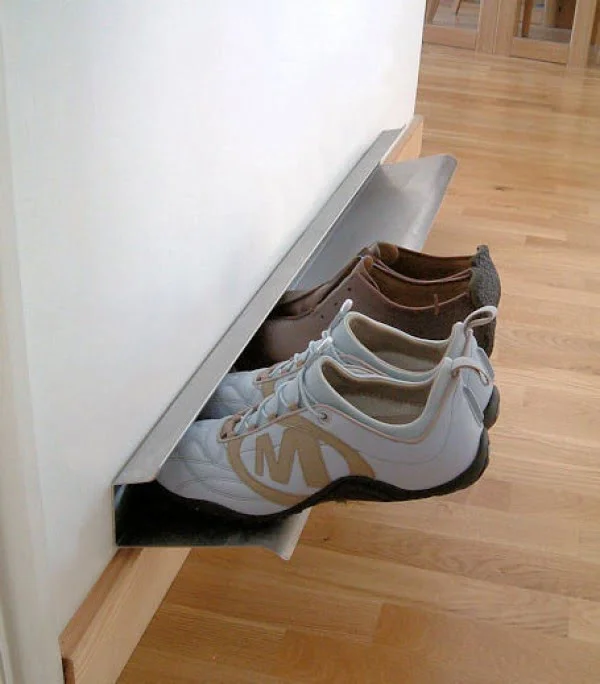 minimalist shoe storage shelf