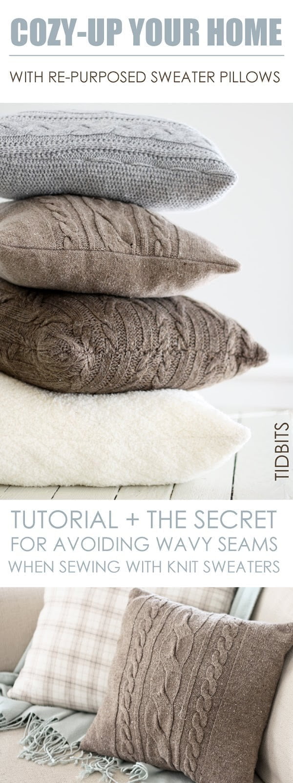 Check out how to make these easy DIY repurposed sweater pillow cases 