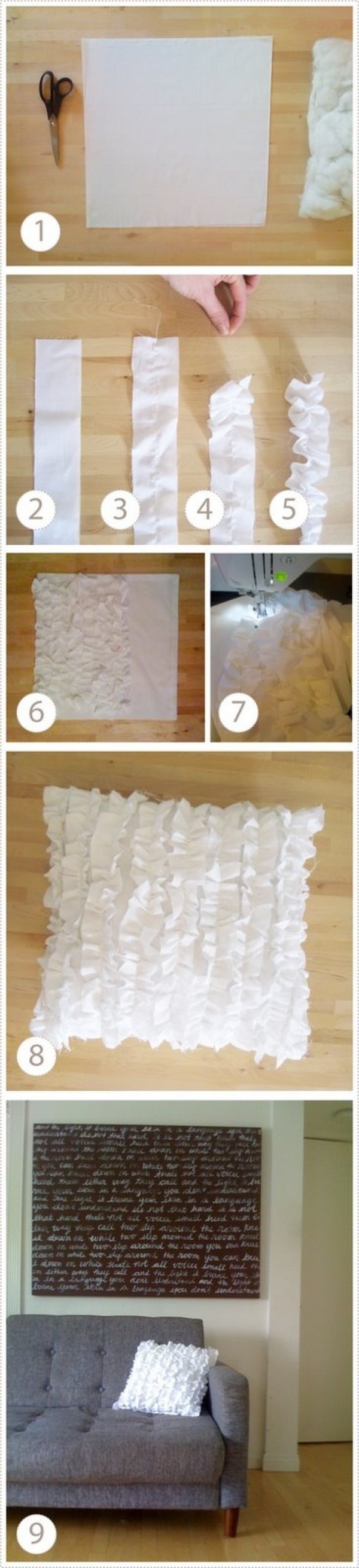 10 Insanely Easy DIY Pillow Cover Ideas - Love making this easy DIY ruffle pillow cover 