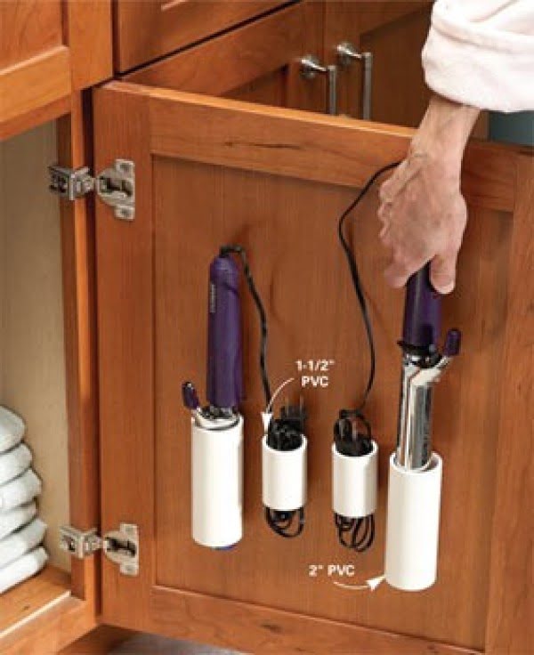 How to build  PVC pipe inside cabinet door bathroom storage 