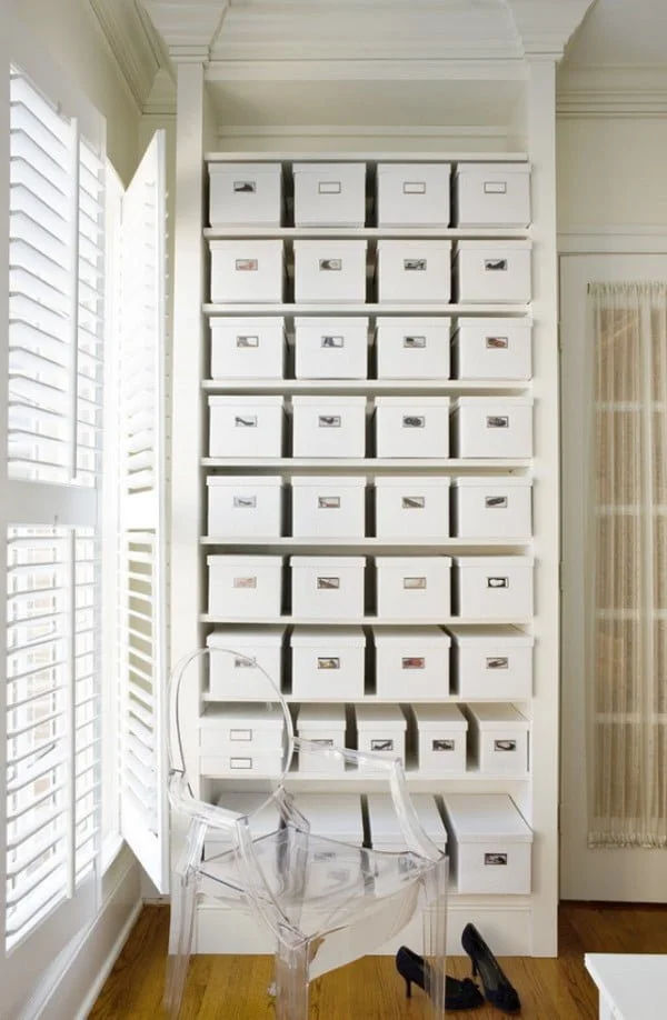 display in shoe boxes