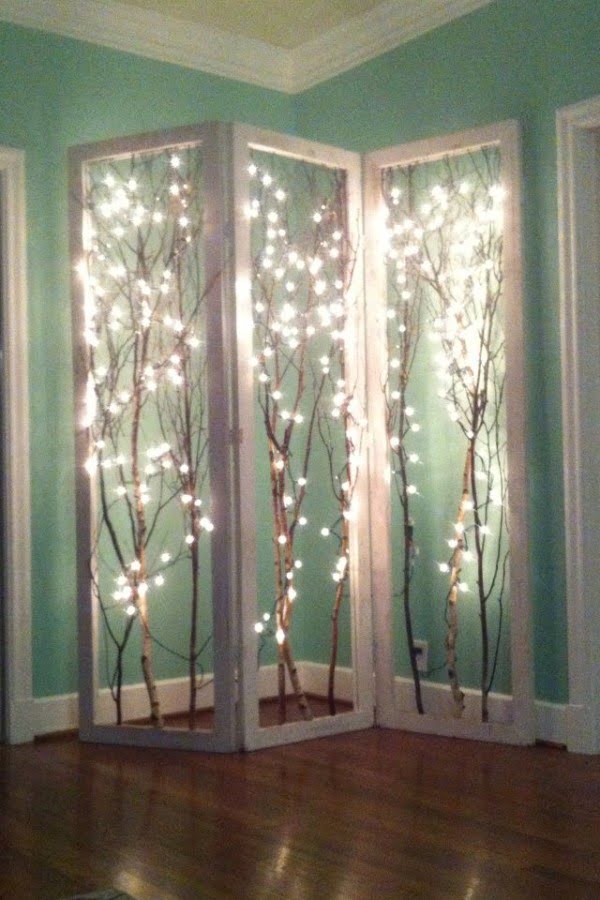 Check out this cool fairy light branch divider screen 