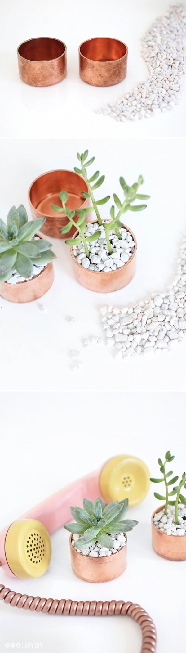 16 Trendy DIY Ideas to Decorate with Copper - Check out how to make these adorable DIY copper succulent planters